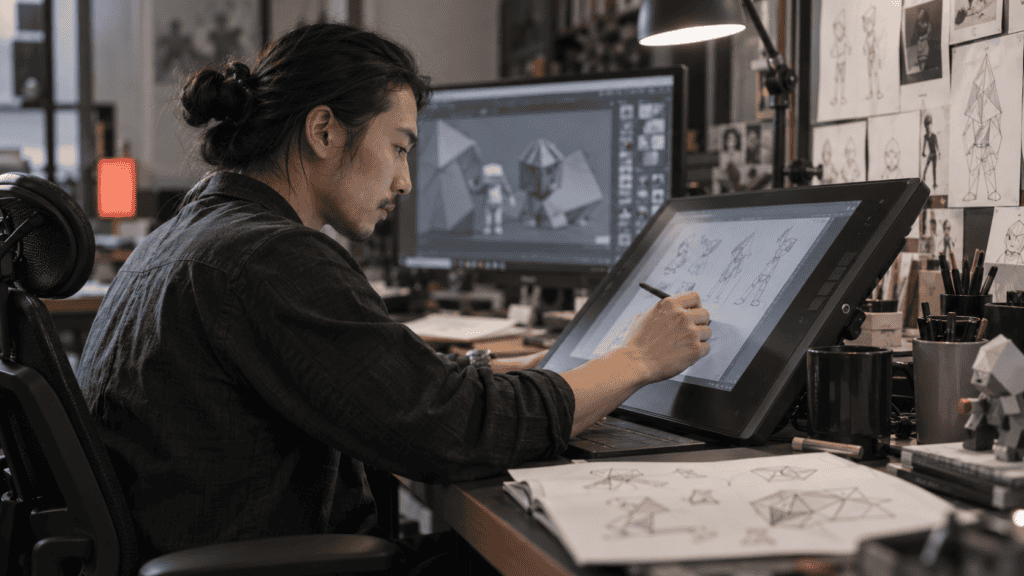 Illustrative animation production scene