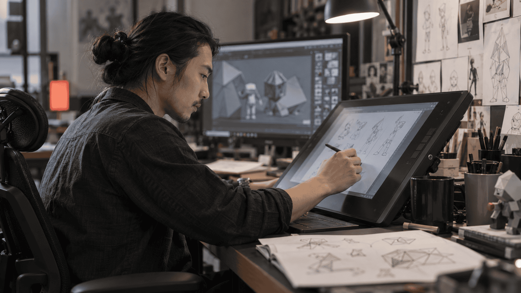 Illustrative animation production scene