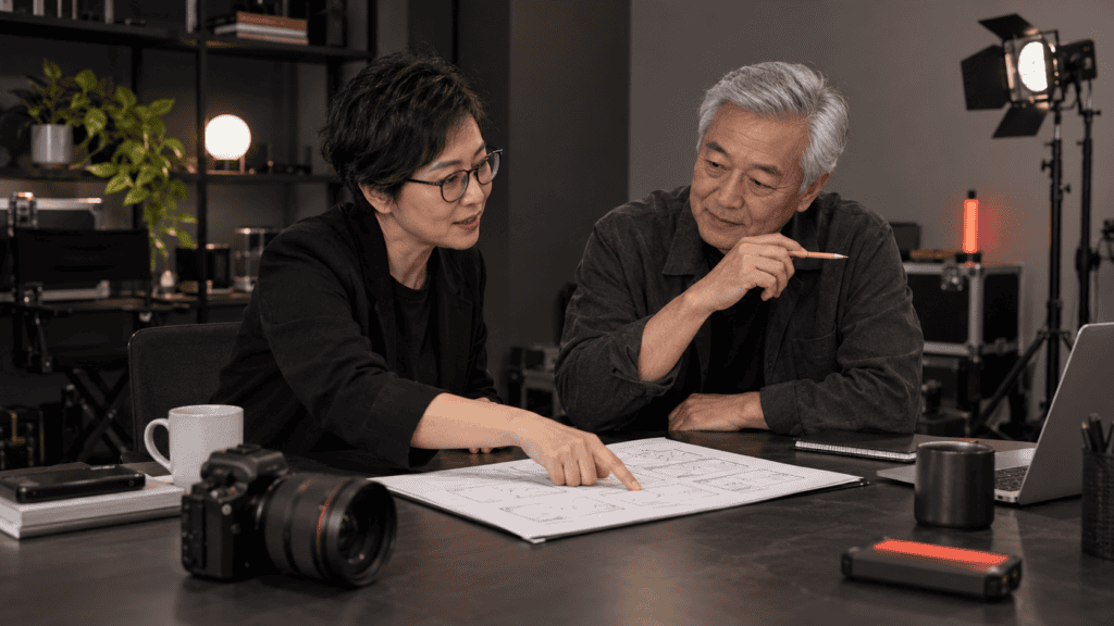 Illustrative contact production scene