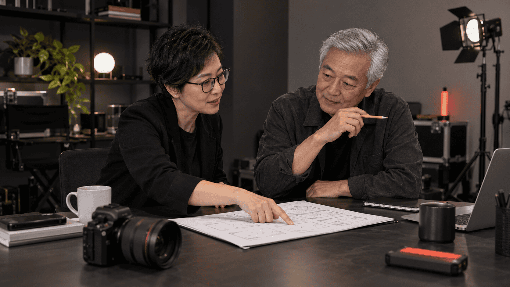 Illustrative contact production scene