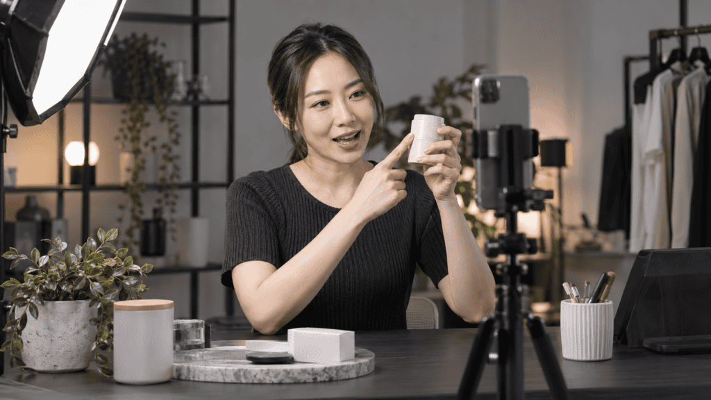 Illustrative instagram livestreaming production scene