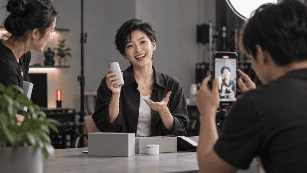Illustrative instagram videos production scene