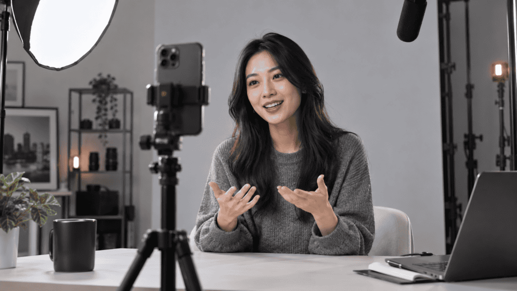 Illustrative social media videos production scene